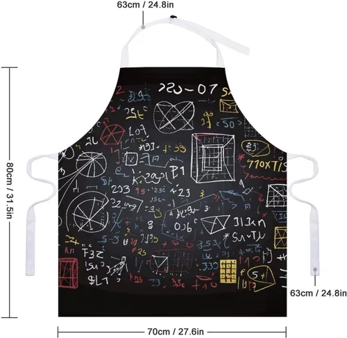 Miniatura 2 de Mathematics And Physics Cooking Aprons Unisex Kitchen Apron Adjustable Bib Apron with Pockets Waterdrop Resistant Chef Aprons for BBQ Drawing