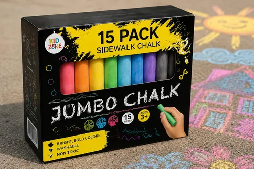 Tiza para acera de exterior multicolor Jumbo - Juego de 15 piezas lavables prémium