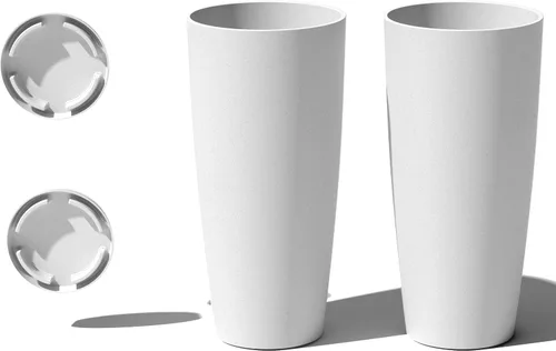 Miniatura 17 de Veradek Mason Series Vega Planter - Maceta redonda alta para interiores o exteriores, porche/patio Hecha de compuesto de plástico y piedra