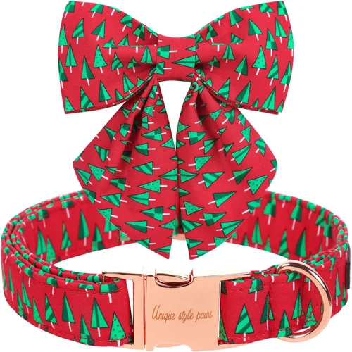Miniatura 17 de Unique style paws Collar de perro con corbata, collar de perro a cuadros rosa y verde, el mejor regalo para perros pequeños, medianos y grandes, S