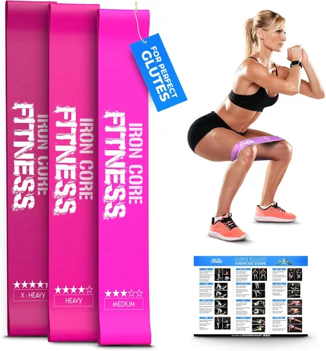 Latex Mini Resistance Bands Sets for Trainers, Bootcamp, Gym for Men and Women in Fun Colors - Ebook, Videos and Workout Chart Included by Iron Core