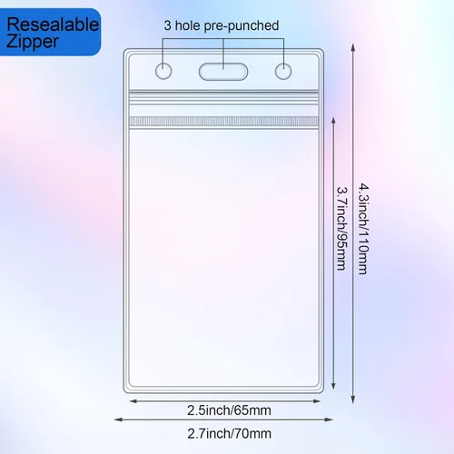 Miniatura 4 de Portatarjetas con cordón, paquete de 24 portatarjetas de identificación vertical transparente, soportes duraderos para tarjetas de identificación