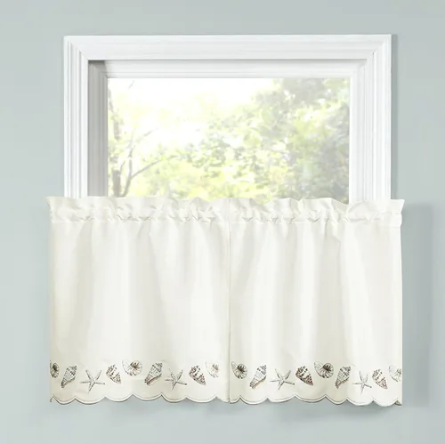Miniatura 5 de RENAISSANCE HOME FASHION Seashells bordadas, 58 x 12 pulgadas Cenefa, natural