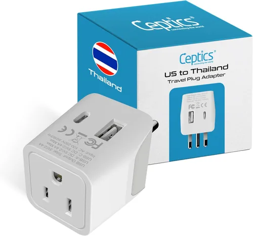 Miniatura 13 de Adaptador de viaje Ceptics, de EE. UU. a Japón, Filipinas, con doble USB, tipo A, ultra compacto Tipo L - Italia