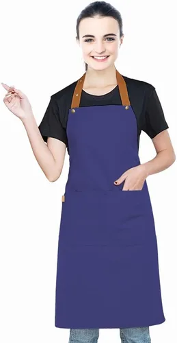 Miniatura 8 de Delantal de cocina con bolsillos, correa ajustable para el cuello para mujeres y hombres, delantal resistente al agua para chef artista camarero
