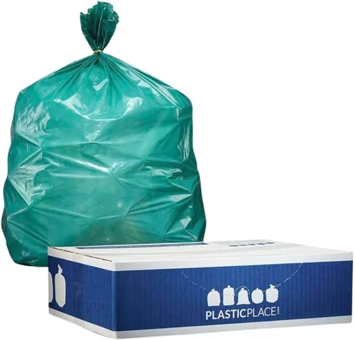 Miniatura 8 de Plasticplace Bolsas de basura compostables de 12-16 galones │ 1 mil │ Revestimientos para botes de basura con tinte verde │ 24 pulgadas x 33