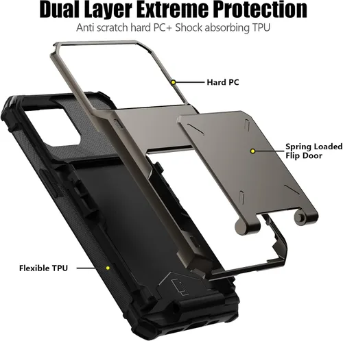 Miniatura 3 de Nvollnoe Funda para iPhone 13 con Portarjetas [Almacena 5 Tarjetas] Funda Cartera de Doble Capa Resistente de Servicio Pesado a Prueba de Golpes