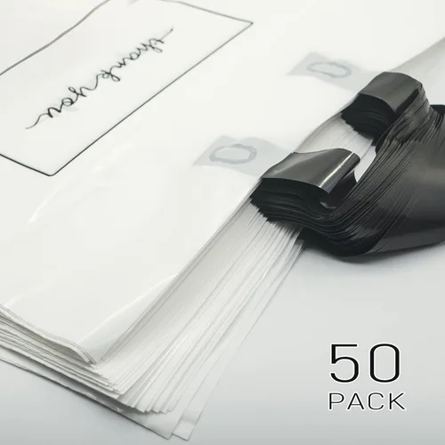 Miniatura 7 de Bolsas de mercancía SOSFKIM 50 unidades 17x16 pulgadas blancas Bolsas de agradecimiento para pequeñas empresas - Bolsas de plástico extra gruesas