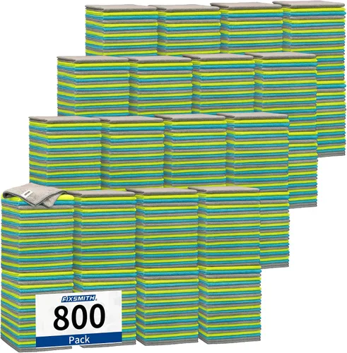 Miniatura 8 de FIXSMITH Paño de limpieza de microfibra, paquete de 12, toallas multifuncionales, tamaño: 12 x 16 pulgadas, trapos altamente absorbentes, sin 3