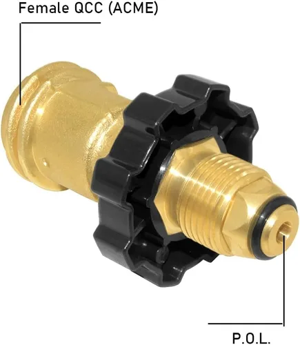 Miniatura 4 de Joywayus Adaptador universal de tanque de propano que convierte POL a QCC1 / Tipo 1, dispositivo de seguridad de control de válvula de latón