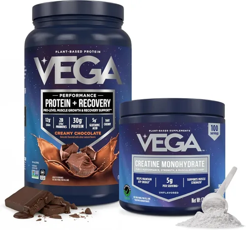 Miniatura 11 de Vega Sport proteína en polvo vegana + recuperación - 30g de proteína a base de plantas por porción, vainilla, 45 porciones, 5g de BCAA, probióticos