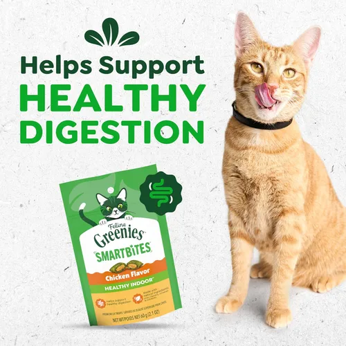 Miniatura 3 de Greenies Feline Smartbites, Receta saludable de golosinas para gatos, golosinas para gatos de interior, sabor a pollo, paquete de 2.1 onzas