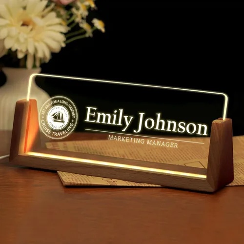 Miniatura 20 de Placa de nombre de escritorio personalizada, placa de identificación acrílica personalizada para escritorio, decoración de oficina para mujeres