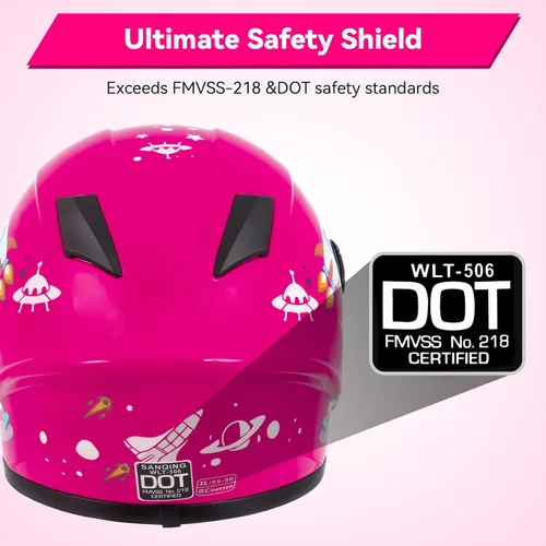 Miniatura 3 de Casco de motocicleta para niños, casco de cara completa para jóvenes, casco ligero aprobado por DOT para motocross, ATV, todoterreno, cascos