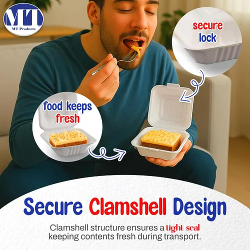 Miniatura 3 de MT Products White Cake Slice Contenedor de 6 x 6 x 3 pulgadas, contenedor desechable para alimentos, paquete de 30