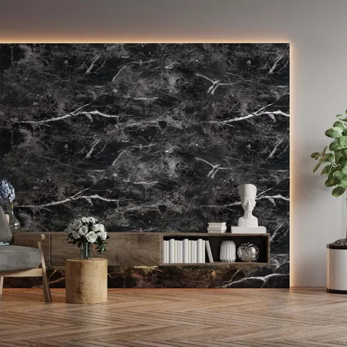 Miniatura 8 de Abyssaly Papel adhesivo de mármol negro, papel tapiz de granito para encimeras, autoadhesivo, impermeable, grueso, para cocina, baño y muebles, 11.8