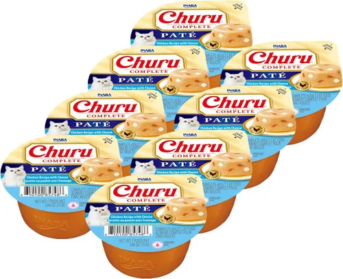 Miniatura 8 de INABA Churu - Paté completo para gatos, sin granos, alto contenido de proteínas y humedad, alimento húmedo para gatos con aceite de pescado, taza