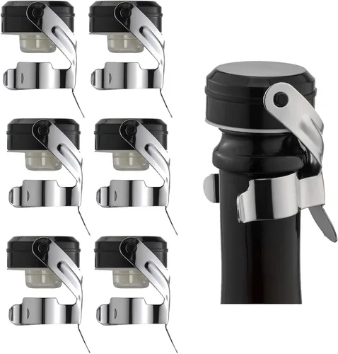 Miniatura 10 de WOTOR Tapones para botella de vino y champán de acero inoxidable con silicona de grado alimenticio, a prueba de fugas, se mantienen frescos, Negro