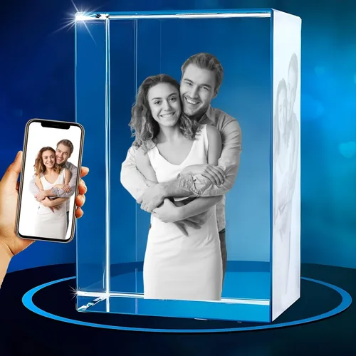 Miniatura 9 de Marco de fotos de cristal 3D personalizado con luz nocturna para mascotas conmemorativo con mis fotos, regalo de aniversario de Navidad