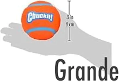 Miniatura 3 de Chuckit! Pelota de tenis para perros juguete para perros, grande (3 pulgadas de diámetro) para perros de 60 a 100 libras, paquete de 2