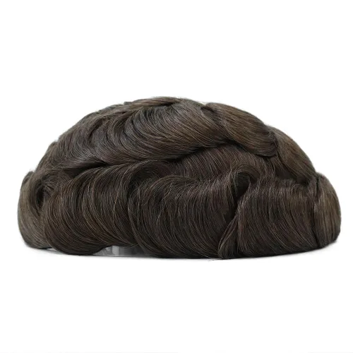 Miniatura 4 de HAIR NATURE Piezas de cabello humano Toupee para hombre, sistemas de reemplazo de cabello para hombres, unidades de cabello humano anudado de piel #4