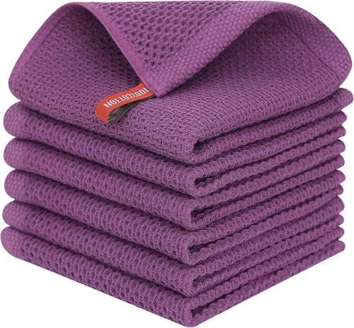 Miniatura 27 de Kitinjoy - Paños de cocina de 100 % algodón, tela de tejido gofrado, paño de limpieza ultrasuave, absorbente y de secado rápido. Gris Oscuro