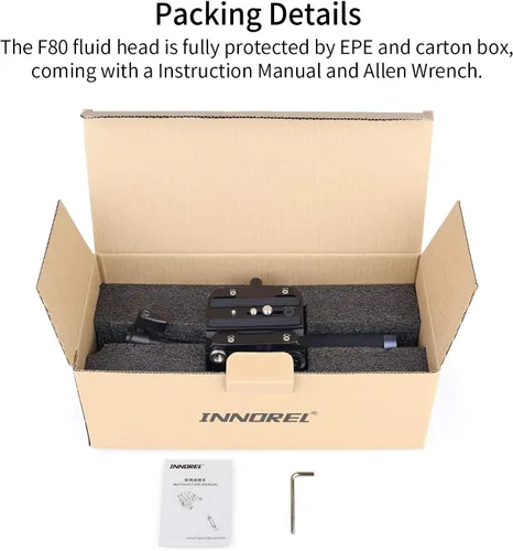 Miniatura 9 de Trípode de alta resistencia Cabeza fluida Head-INNOREL F80 Drag Pan Cámaras Cabeza de fluido de video con tornillos de 1/4 y 3/8 pulgadas Placa