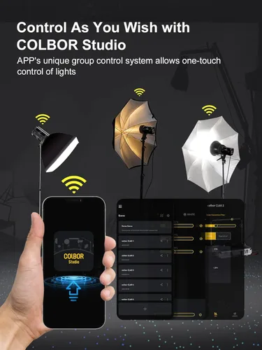 Miniatura 6 de Luz de video, Colbor CL100X 110W Luz de video bicolor 2700K-6500K CRI97+COB Aluminio continuo con montaje Bowens APP Control 10 Efecto de luz