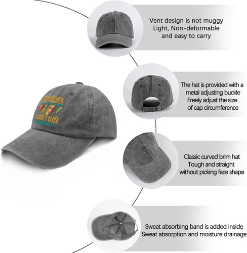 Miniatura 6 de Dad Hats GGRANDPA The MRN The Myth The Hunting Legend Gorra de béisbol, divertida gorra para hombre Pigmento gris
