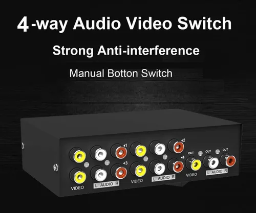 Miniatura 3 de MT-ViKI Interruptor AV RCA de 4 vías, 4 en 1 Salida Video Compuesto L/R Audio Switcher Selector Caja para Reproductor de DVD, SNES, N64, PS2/3