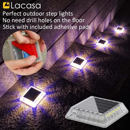 Miniatura 2 de Lacasa Luz Solar para Exteriores, Juego de 4 Piezas, 30LM, IP68 Resistente al Agua, Luz Solar de Jardín Automática de Encendido/Apagado para Paquete