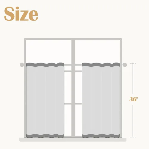Miniatura 2 de jinchan - Cortinas de lino a rayas para cocina de 20 pulgadas de largo, cortinas de varios niveles, estilo granja moderna de café, tratamientos