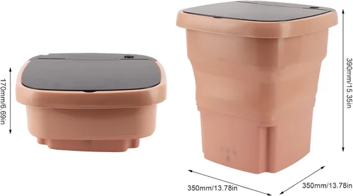 Miniatura 7 de Fockety Lavadora portátil, mini lavadora y secadora plegable de 15 L, mini lavadora para calcetines, ropa de bebé, toallas, ropa interior, artículos