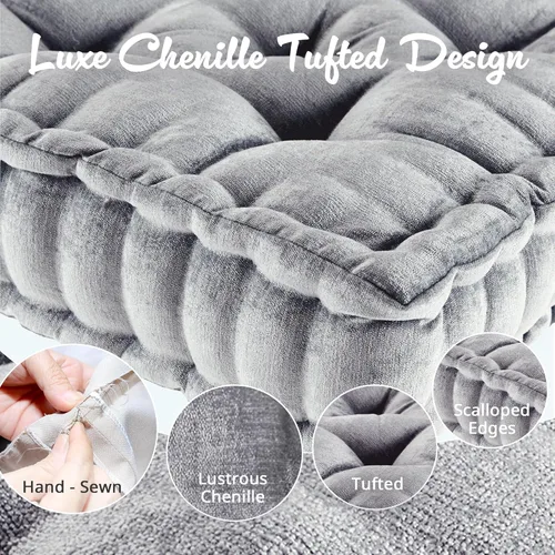 Miniatura 4 de Intelligent Design Azza Almohada de Piso, Cojines Grandes para Sentarse para Adultos, Almohada de Piso para Meditación o Yoga, Chenille Lustroso