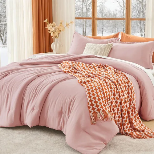 Miniatura 12 de MUXHOMO Juego de edredón beige tamaño individual/individual XL, ropa de cama alternativa ultrasuave para todas las estaciones. El juego de cama