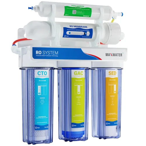 Max Water Sistema de Filtración de Agua Estándar de 5 Etapas 50 GPD (Galones Por Día) RO (Ósmosis Inversa) - Montaje Bajo Fregadero/Pared (Sin