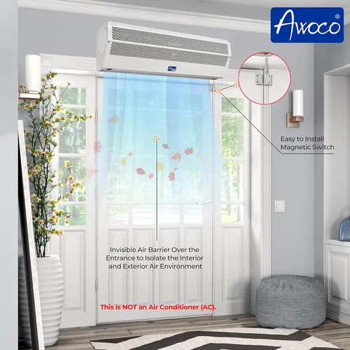 Miniatura 5 de Awoco Cortina de Aire Comercial Interior Super Power de 36", 2 Velocidades, 1200CFM, Certificada UL, 120V Sin Calefacción - Interruptor Magnético