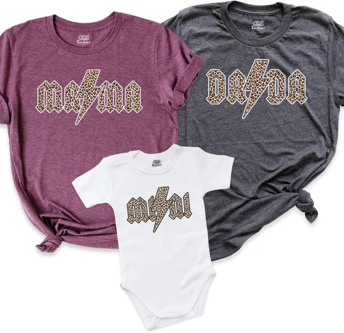 Camisetas familiares a juego, mini tops de mamá dada, camisetas familiares Rocker Lover