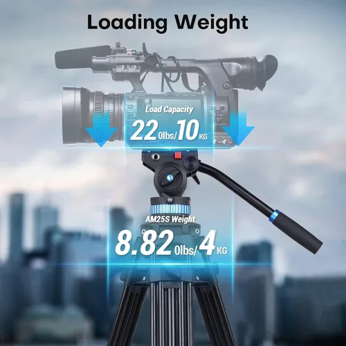 Miniatura 6 de SIRUI AM-25S Trípode de Video, 74.8" Trípode Profesional de Servicio Pesado con Cabezal Fluido de Amortiguación Ajustable para Videocámara, Cámaras