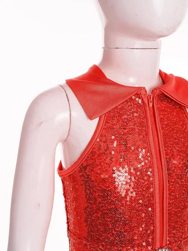 Miniatura 18 de JEATHA Mono de discoteca hippie brillante de los años 70 para niñas y niñas, con lentejuelas brillantes, disfraz de baile funky