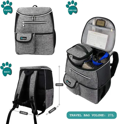 Miniatura 2 de PetAmi Mochila para bolsa de viaje para perros, bolsas para perros aprobadas por aerolíneas para viajes, suministros para bolsas de pañales para Gris