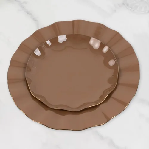 Miniatura 15 de Efavormart - Platos de cena de 11 pulgadas – Juego de 10 platos desechables redondos de plástico negro con borde dorado rizado – Vajilla elegante