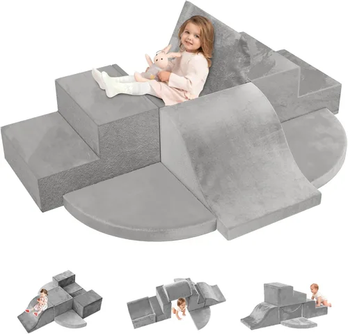 Miniatura 8 de JWPEHOE Juguetes de escalada para niños pequeños de 7 piezas para interiores, bloques de escalada de espuma, estructuras de juego suaves, juguetes
