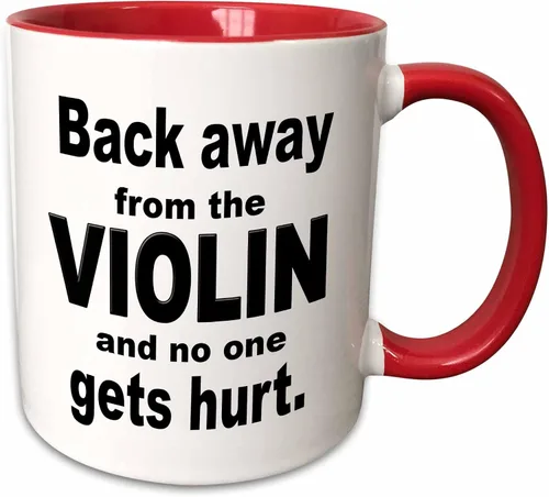 Miniatura 8 de 3dRose Back Away From The Violin And No One Gets Hurt - Taza negra de dos tonos, 11 onzas