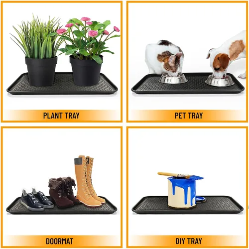 Miniatura 6 de Ottomanson TRY400-30X15 de charola multiuso 1.2 pulgadas multiuso Boot & Shoe, charola de resistente al agua para todos los climas uso exterior