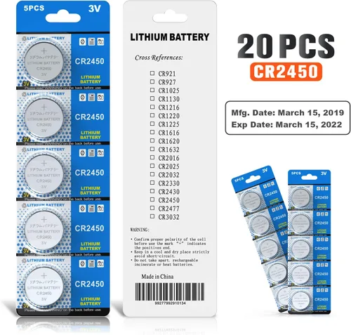 Miniatura 7 de Joobef CR2450 batería de litio de 3 v, batería botón electrónica para juguetes, calculadoras, relojes (20 unidades)