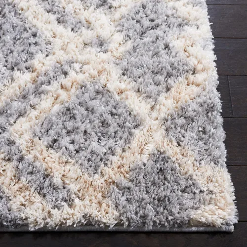 Miniatura 3 de SAFAVIEH Berber Shag Collection - Alfombra decorativa, 2 x 4 pies, diseño marroquí, color gris y crema, no desprende pelusa y de fácil cuidado, 1.2