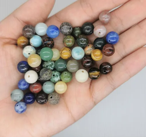 Miniatura 4 de 375 cuentas de piedra curativa de cristales de engrado, cuentas sueltas de agujero de 0.039 pulgadas (0.039 in), cuentas lisas para bricolaje