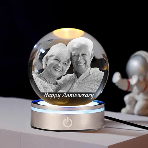 Miniatura 10 de Foto de cristal 3D personalizada con tu propia foto, marco de fotos grabado con láser 3D personalizado, boda, aniversario, Navidad, Día del Padre