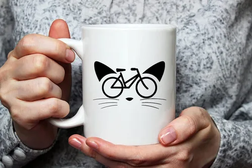 Miniatura 3 de Fonhark - Taza de gato de bicicleta, divertido gato en una bicicleta, taza de bicicleta de gatito, taza de café novedosa de 11 onzas